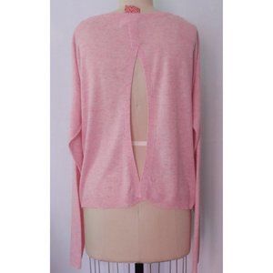H&M PINK FLECKED OPEN BACK SWEATER KNIT TOP 12